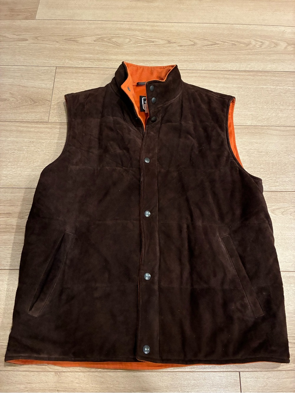 Battistoni Men’s Brown Orange Suede Leather Vest Size 38/M